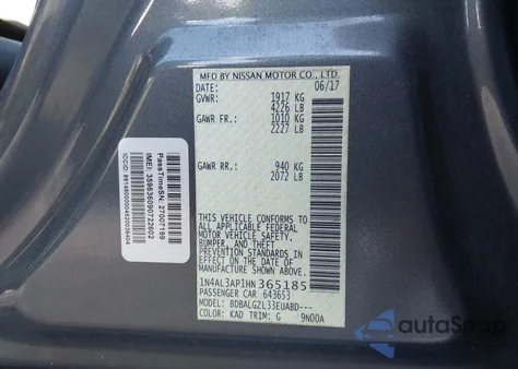 2017 Nissan Altima 2.5 S from USA, damaged, VIN 1N4AL3AP1HN365185